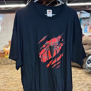 Fruit of the Loom Black Tee with Red Graphic